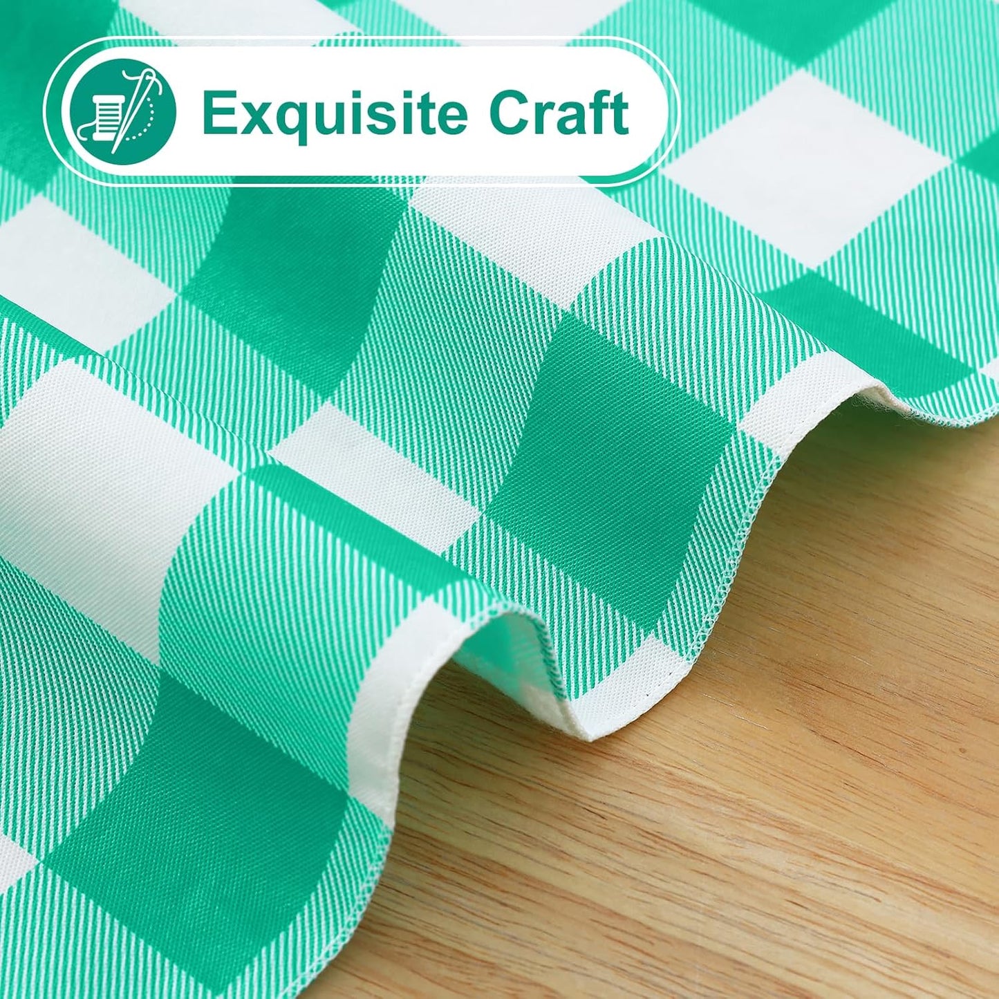 Rectangle Waterproof Vinyl Table Cloth, Buffalo Flannel Backed Tablecloth, Wipeable Plastic Table Cover for Dinner, Kitchen, Outdoor (60" X 84", Green and White)