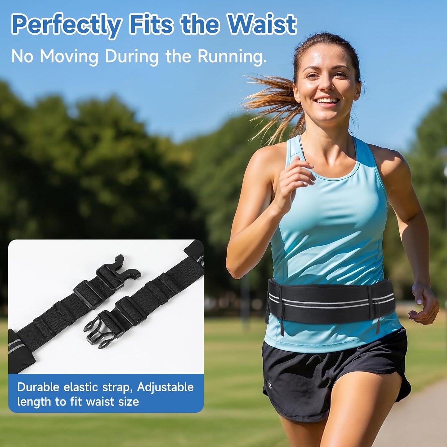 2 Pack Running Belt for Women Men, Running Essentials, Phone Holder for Running, Slim Waist Belt, Money Belt, Waterproof Fanny Pack, Running Accessories, Gym Belt, Belt Bag
