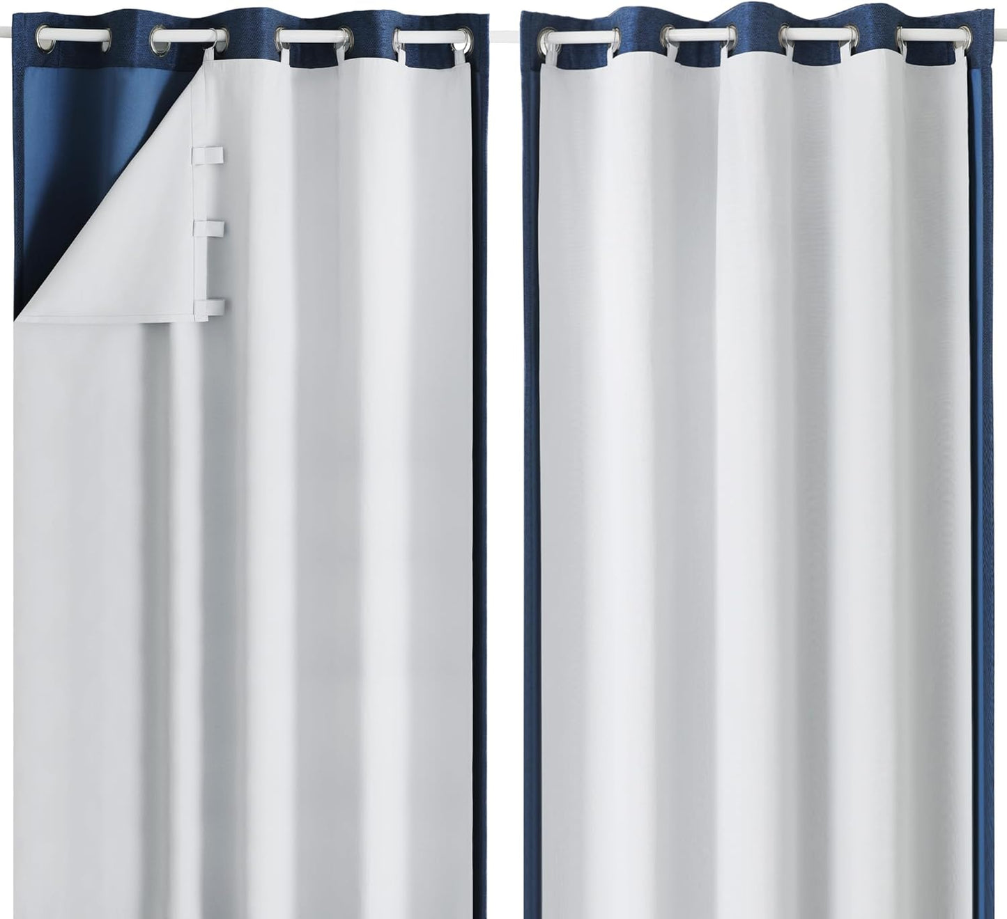 Greyish White 100% Blackout Curtain Liner 2 Panels Set for Bedroom Living Room behind Curtains, Insulated Curtains Liner for 86 Inch Extra Long, Each 50 Wx86 L, 2 Liners per Set