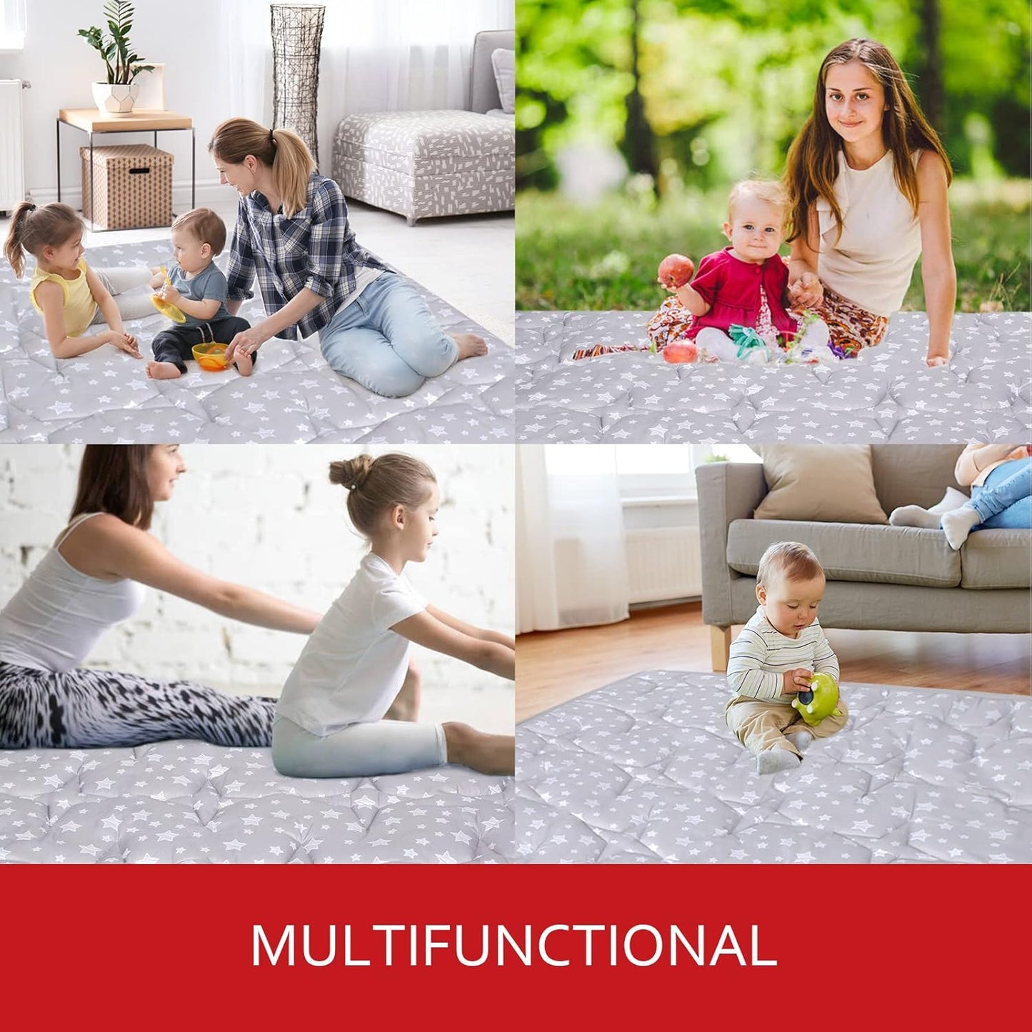 Baby Play Mat 50" X 50" Playpen Mat Fit for TODALE and Dripex Baby Playpen, One-Piece Crawling Mat Non Slip Cushioned Baby Playmat for Floor 50X50 Inches