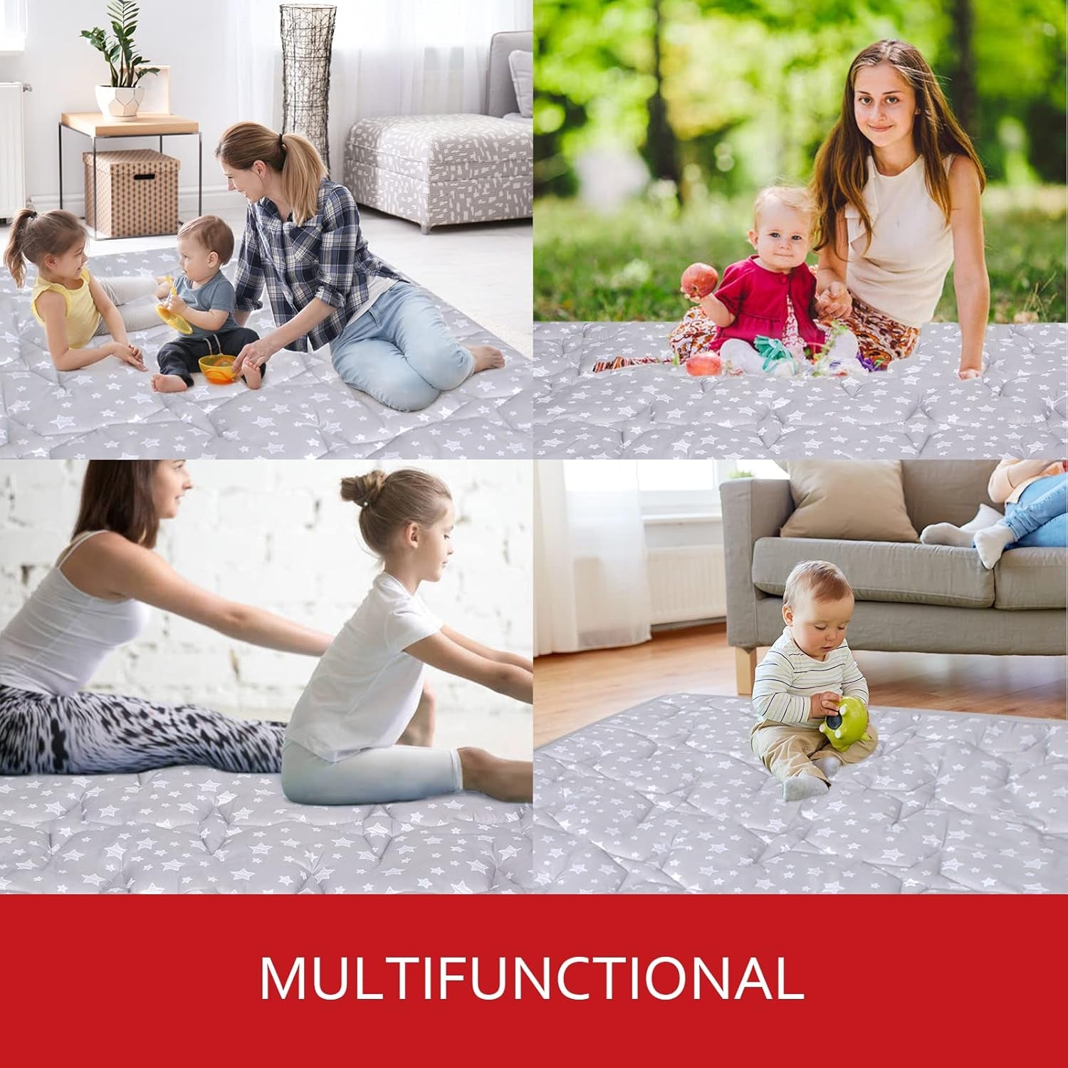 Baby Play Mat 50" X 50" Playpen Mat Fit for TODALE and Dripex Baby Playpen, One-Piece Crawling Mat Non Slip Cushioned Baby Playmat for Floor 50X50 Inches