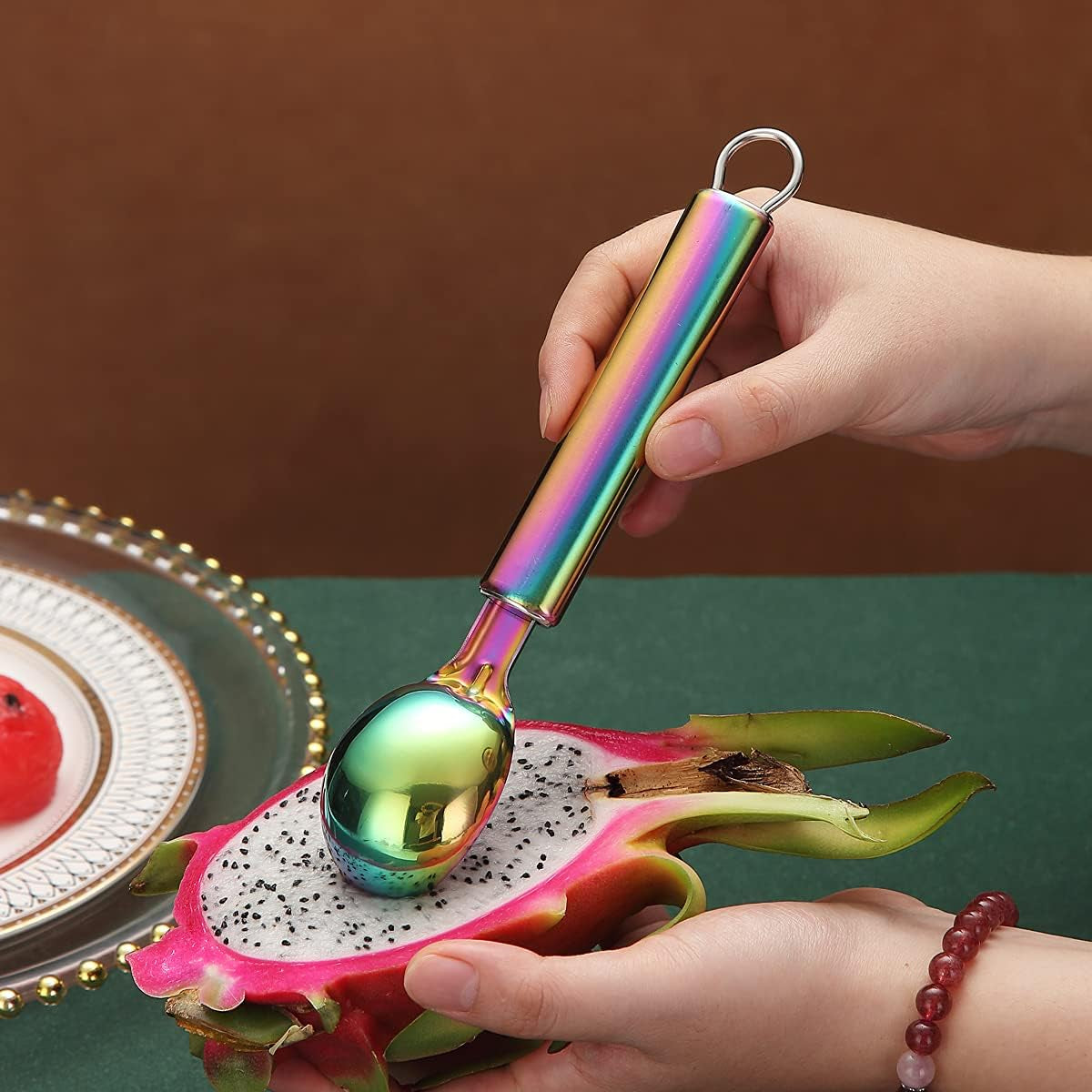 Titanium Plated Stainless Steel Ice Cream Scoop and Cookie Melon Baller, Dishwasher Safe Specialty Tool