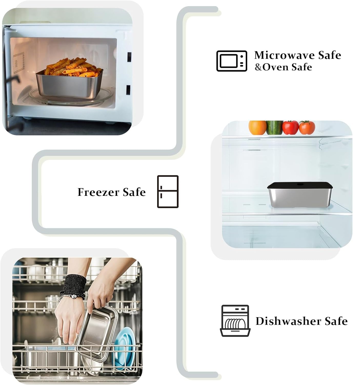 Stainless Steel Bento Box for Adult, 54Oz Metal Leak-Proof Lunch Box Containers, Double Layer Bento Lunch Box for Work Travel, Microwave Safe, with Detachable Divider