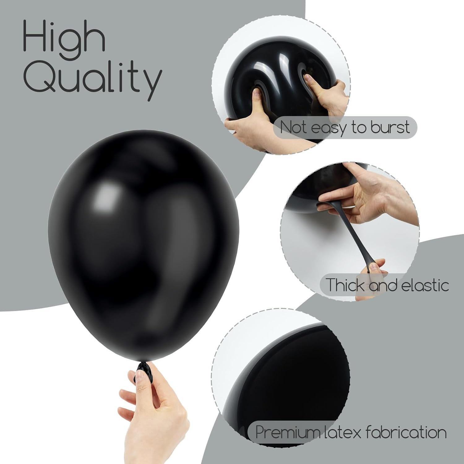 120Pcs Black Balloon Arch Kit, 18 12 10 5 Inch Black Latex Balloons Different Sizes Balloon Garland for Graduation Halloween Birthday Party Decorations