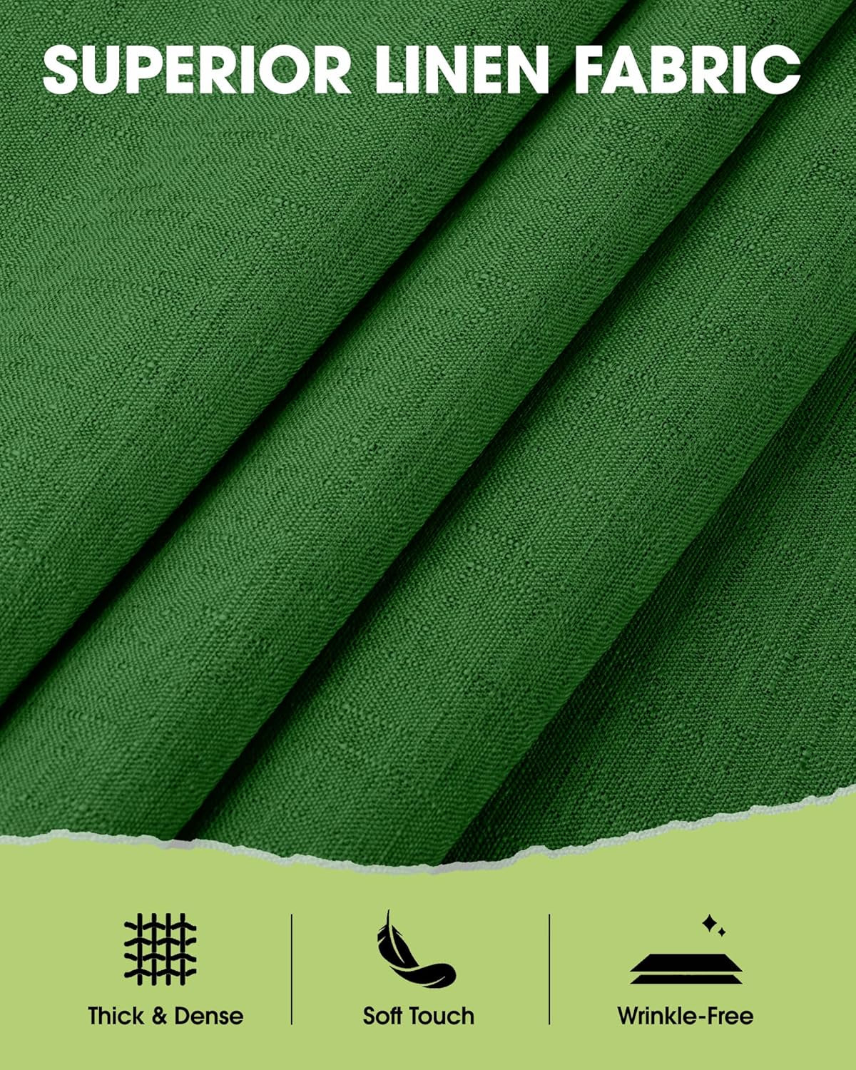 Rectangle Linen Tablecloth Waterproof & Stain Resistant, Wrinkle-Free Table Cloth Adds Elegance and Protection, Ideal for Dining, Party, Wedding and Outdoor, 52 X 70 Inch, Green