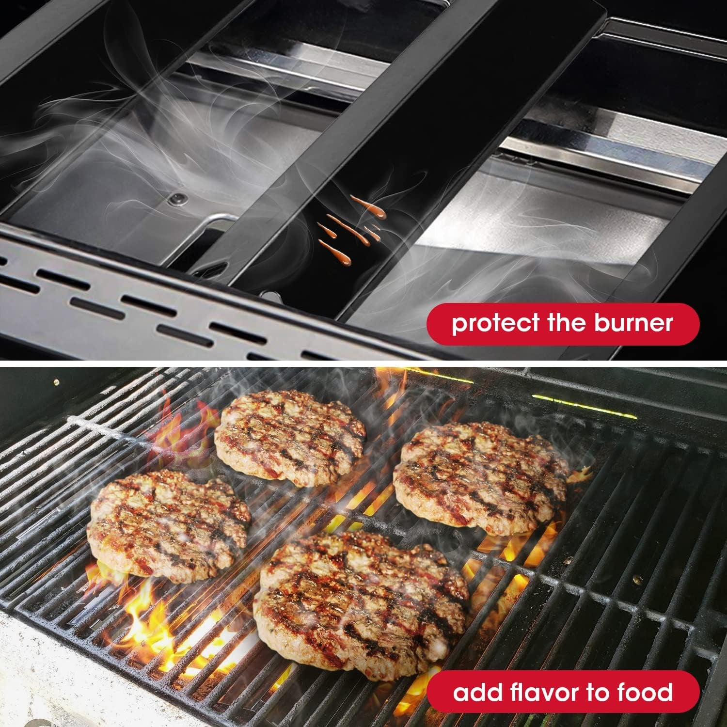 Grill Burner Covers 15”L X 3.8”W, Compatible with Dyna-Glo DGF510SSP, DGF493BNP, Heavy Duty Grill Heat Plates, Porcelain Heat Shields, BBQ Replacement Parts,5 Pack
