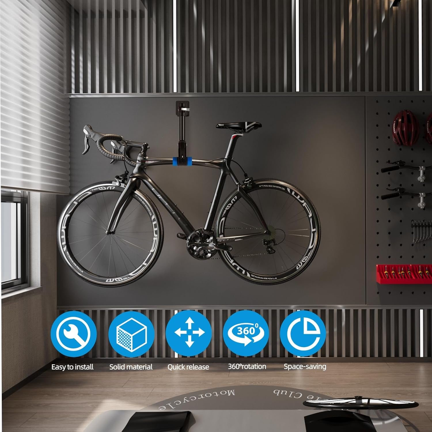 Bike Repair Stand Bench Mount Bike Stand Wall Mounted Bike Work Stand Bicycles Maintenance Rack Bike Clamp for Road Mountain Bike,Road Bike