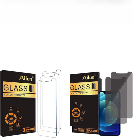 Glass Screen Protector Compatible for Iphone 12 Mini 2020 5.4 Inch 3 Pack Tempered Glass and Privacy Screen Protector Compatible for Iphone 12 Mini 2020 5.4 Inch 2 Pack anti Spy Tempered Glass