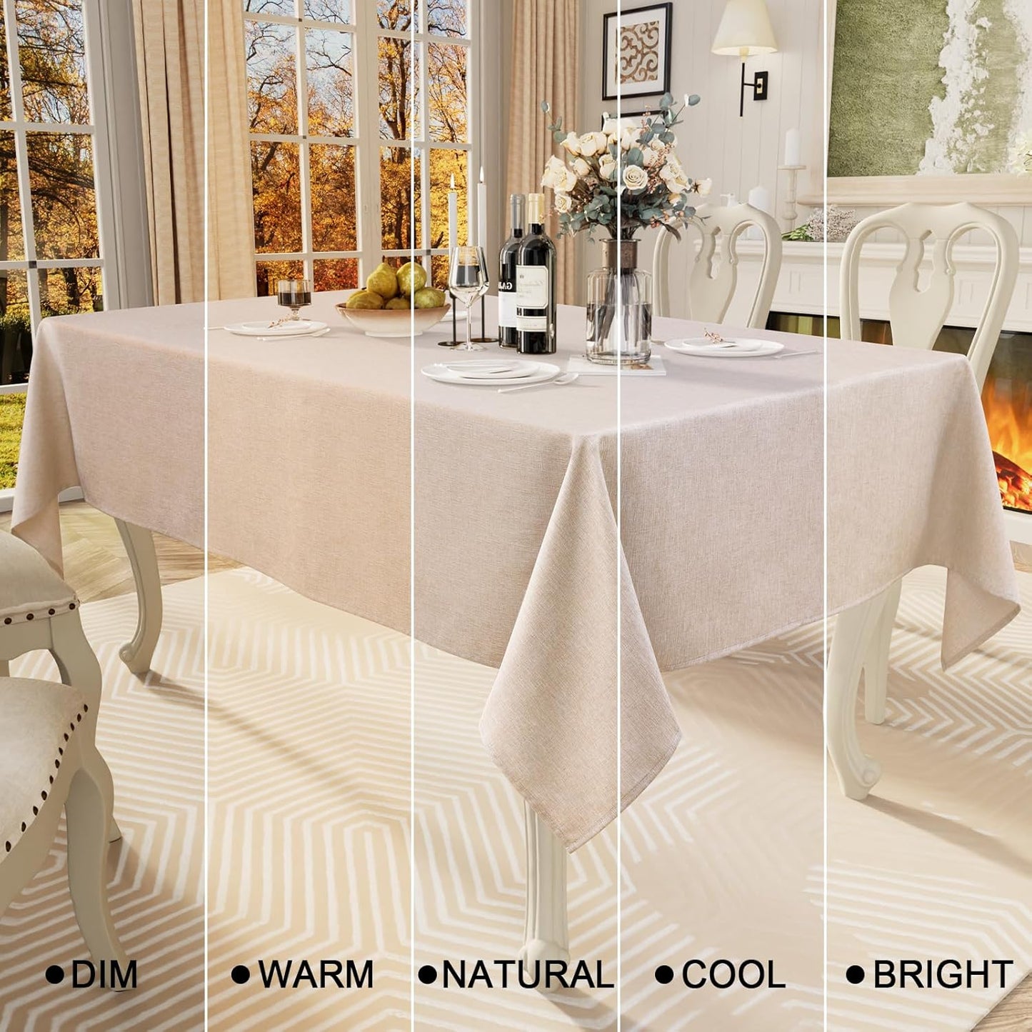 Rectangle Table Cloth Linen Textured, Waterproof Spillproof Anti-Wrinkle Burlap Tablecloth, Washable Decorative Fabric Table Cover for Dining, Party, Banquet, 52 X 70 Inch, Linen