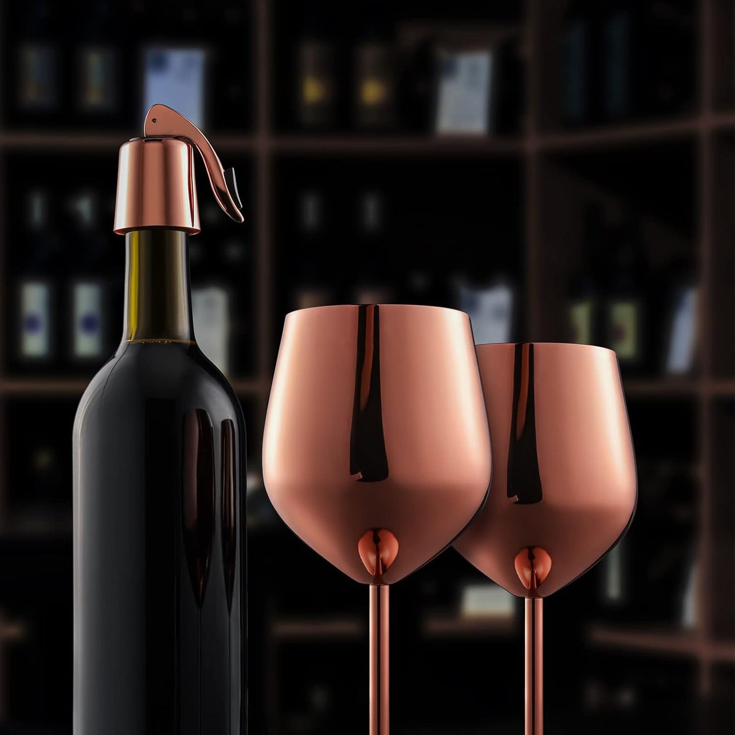 Rose Gold Wine Glasses Set of 4, 18Oz Copper Stainless Steel Unbreakable Metal Glass for Outdoor, Travel, Camping - Ideal Wine Accessories Gift