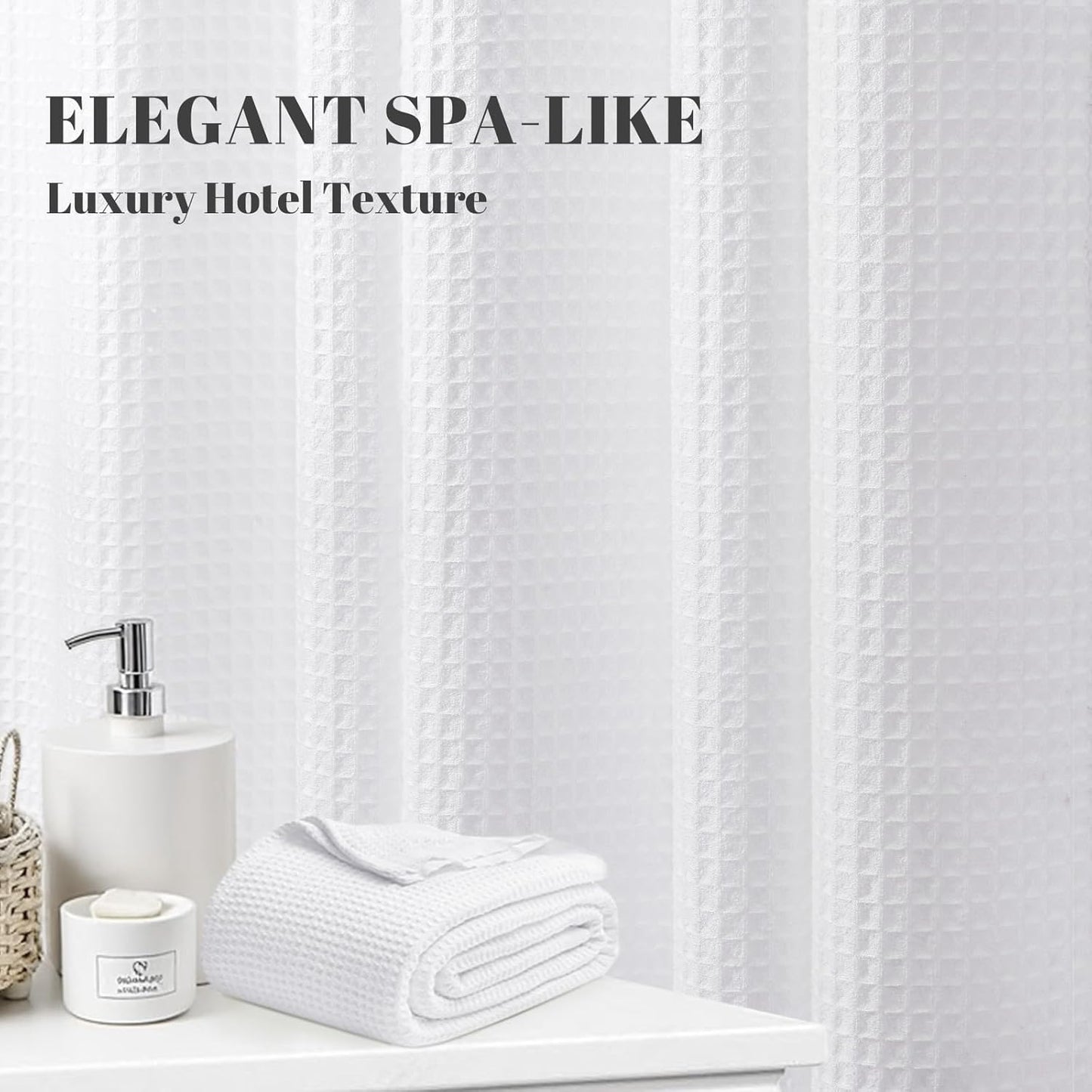 Natural Cotton Touch Shower Curtain Waffle Weave Shower Curtain for Bathroom Fabric White 72Wx72L