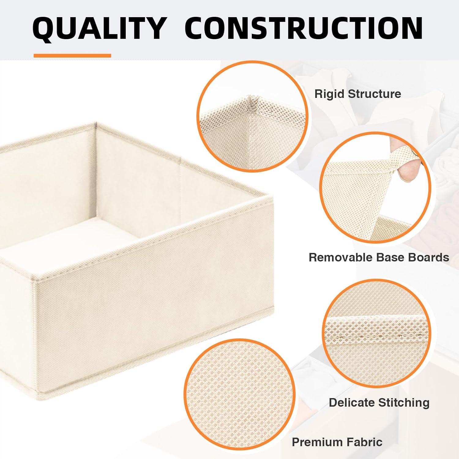 Closet Drawer Organizer Clothes, 15 Pack Dresser Organizer for Baby Clothes, Fabric Drawer Dividers for Nursery Bedroom (Beige)