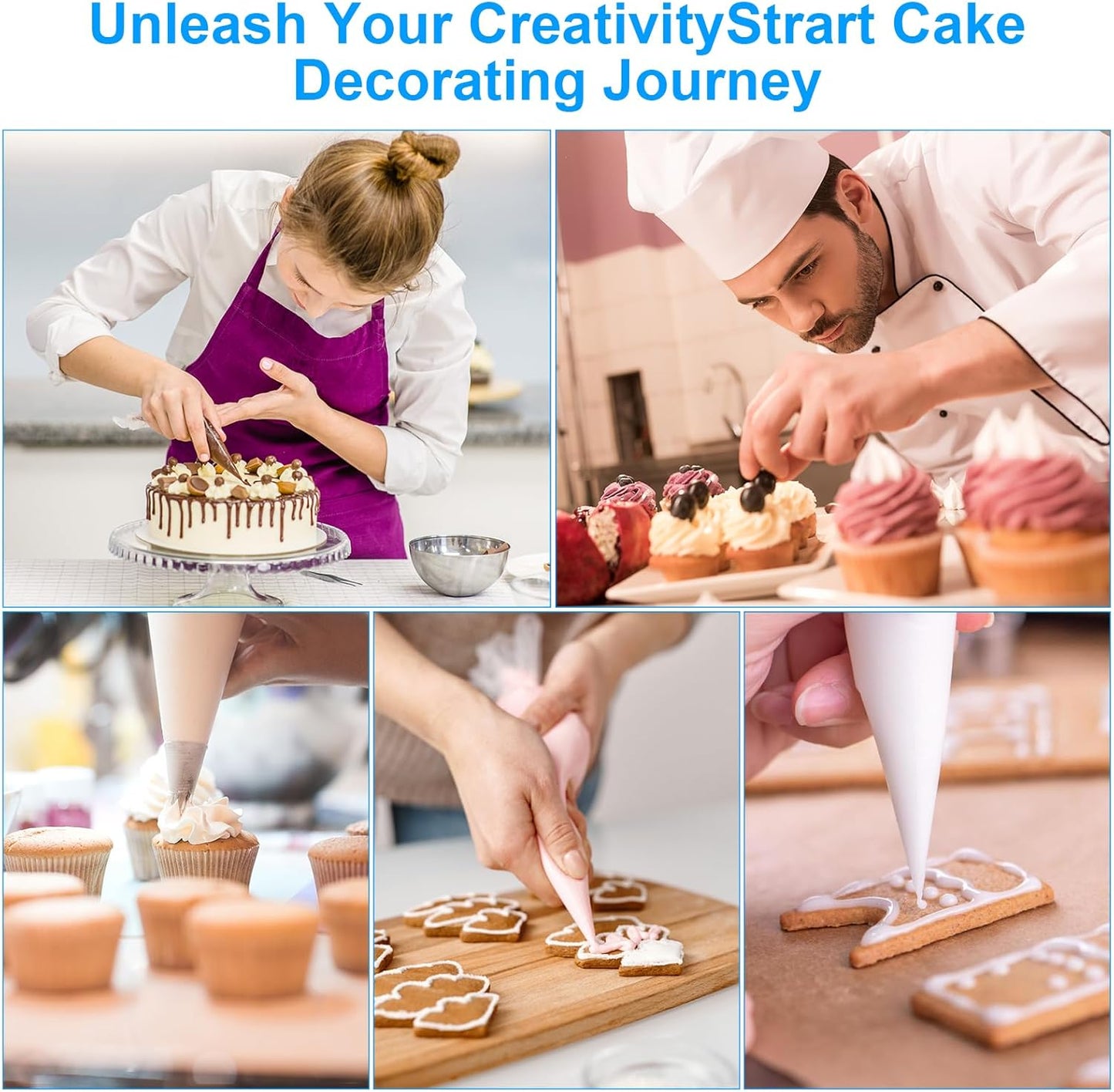 107 Pcs Piping Bags Set, 100Pcs Pastry Bags 12 Inch, Frosting Bags, Cake Decorating Bags, Decorating Bags Piping Bags Disposable with 3 Bag Ties, 3 Clips & 1 Scriber Needle