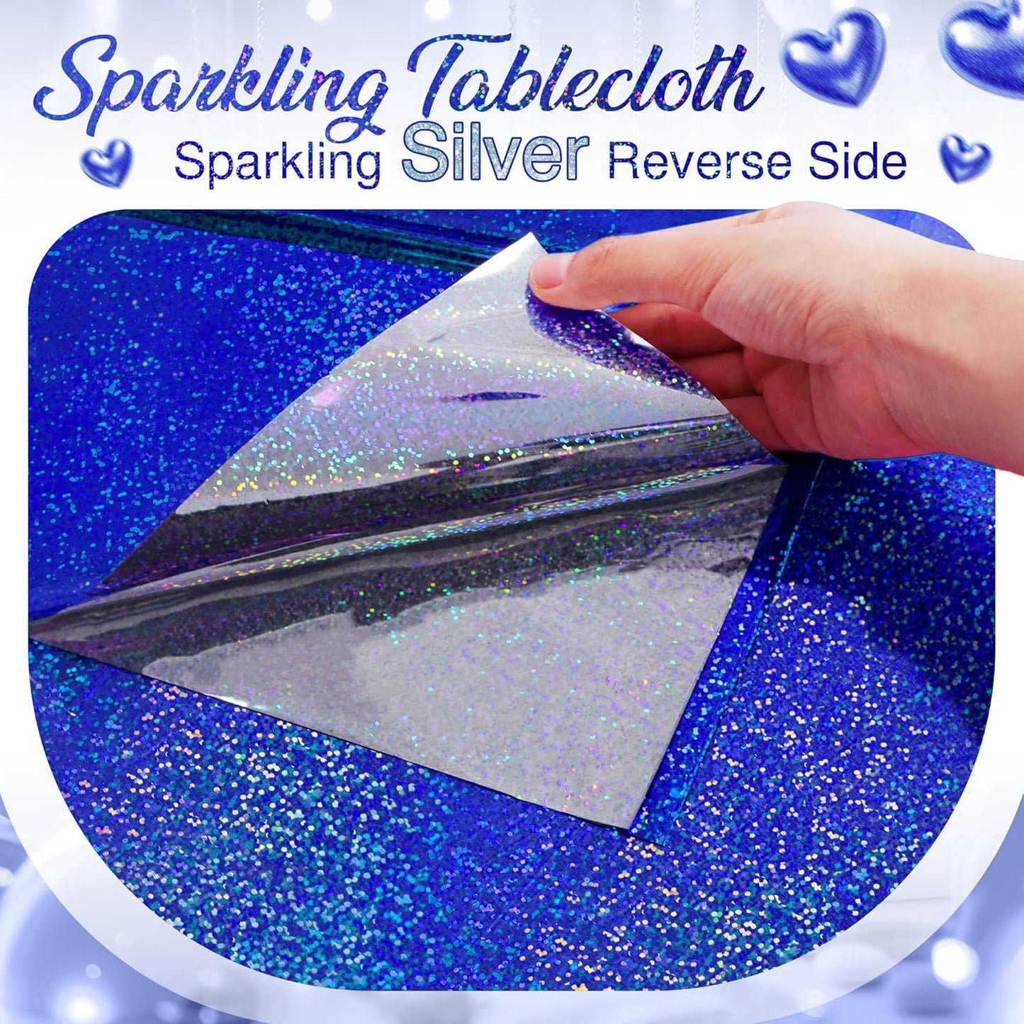 Royal Blue Holographic Foil Tablecloths - Set of 2, 54x72 Durable Table Covers for Elegant Events, Perfect for Parties, Weddings, and Showers