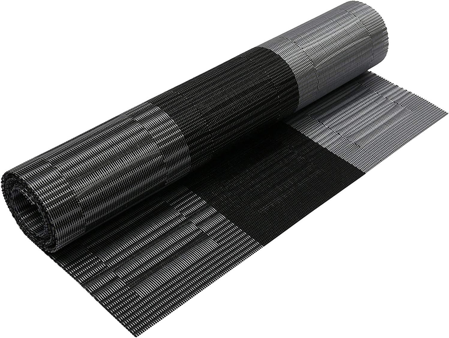 Woven Vinyl Table Runners PVC Table Runners 12 X 36 Inch Wipe Clean Reversible Plastic Weave Tabletop Counter Decor Mats Indoor Outdoor, Ombre Black and Gray