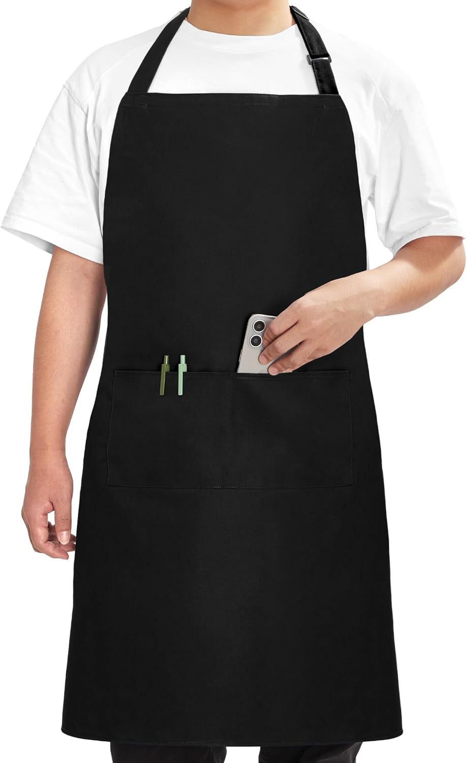 Chef Apron for Men Women Kitchen Cooking Apron with Pockets, Adjustable Bib Aprons Stain Resistant, 1 Pack