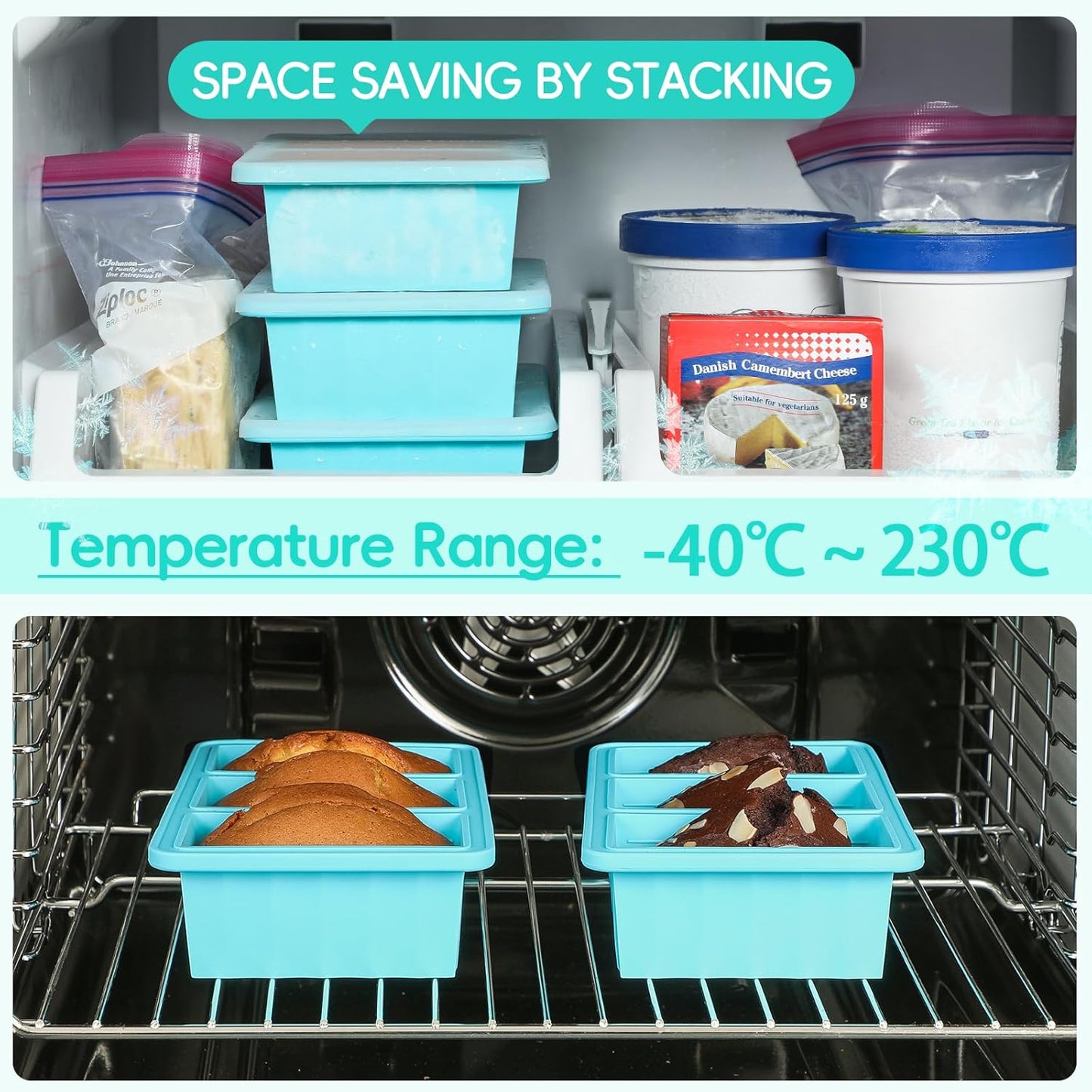 1-Cup Silicone Freezer Tray with Lid - Soup Food Cube Molds, Large Ice Cube Tray, Easy Meal Prep Kitchen Storage Container, Freeze Store Soup Block, Sauce, Broth, Leftovers - 3 Pack