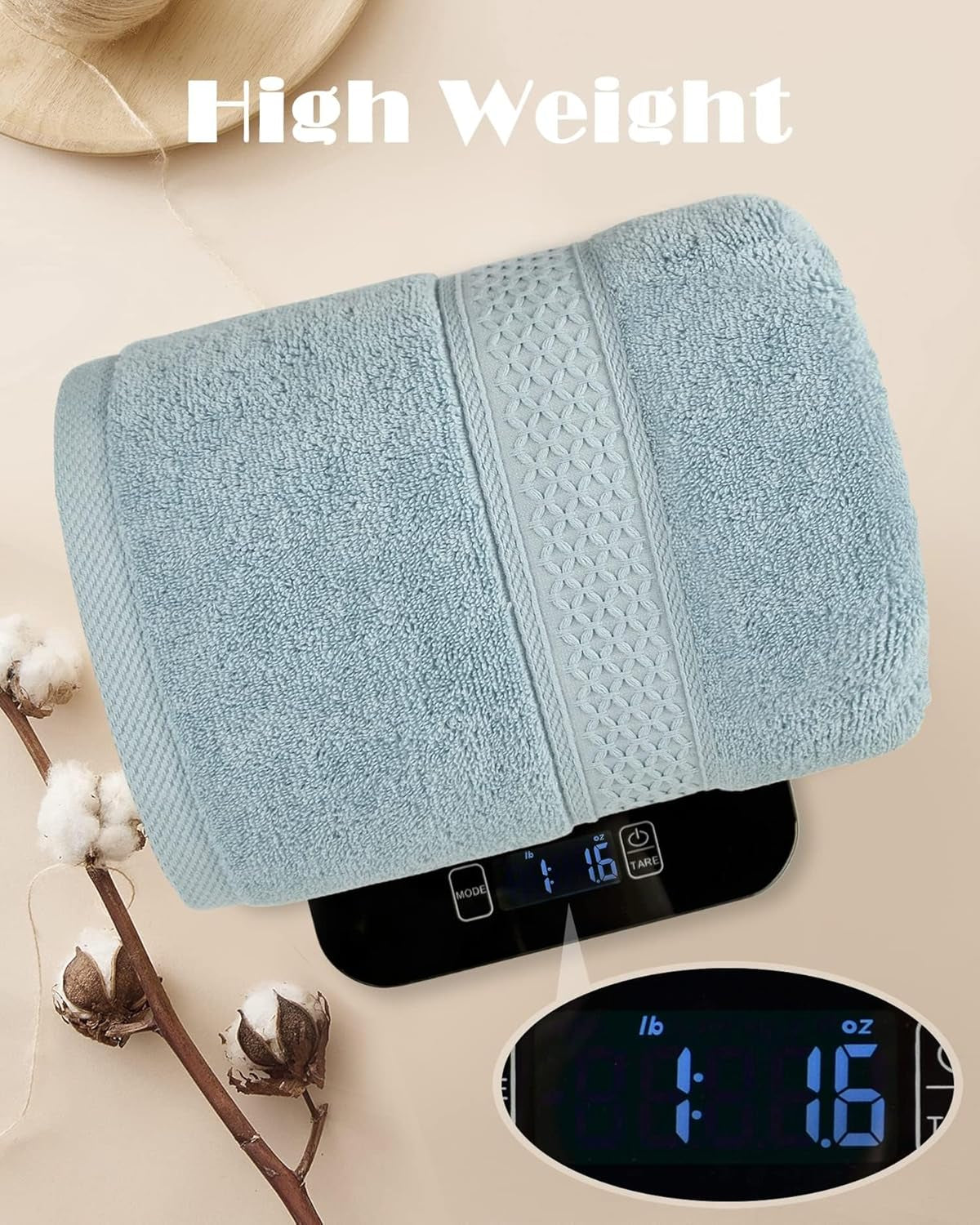 100% Cotton Bath Towels 2 Pack Shower Towels with 2 Colors Ultra Soft for Daily Use 500 GSM Medium Weight 55 by 27 1/2 Inches Large Bathroom Towel Set (Light-Gray & Light-Green)