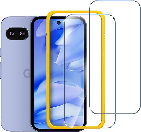 2 Pack Screen Protector for Google Pixel 9A, Tempered Glass Film, Alignment Frame, Easy Installation, Anti-Scratch Case Friendly Clear HD Film, 6.3-Inch