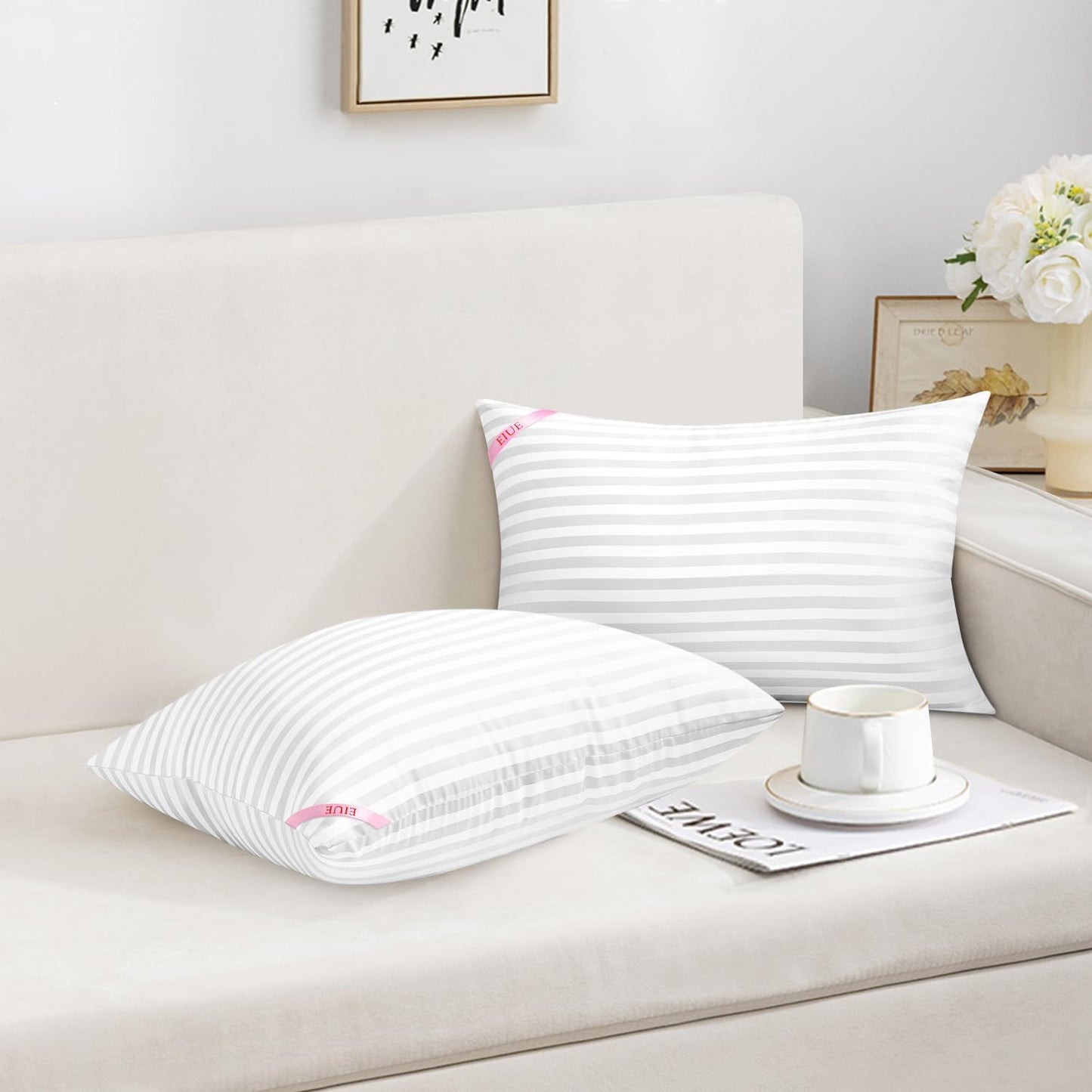 Throw Pillow Inserts, Machine Washable Pillows,Premium Polyester Fiber Fill for Sofa Bed & Decorative Cushions (White, 12X20Inch)