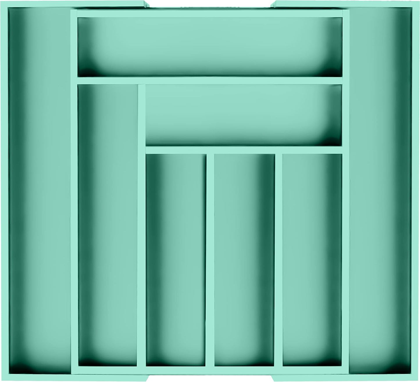 Expandable Bamboo Utensil Drawer Organizer, Silverware Organizer for Cutlery, Utensils, Flatware Holder (6-8 Slots, Mint) Pack of 1