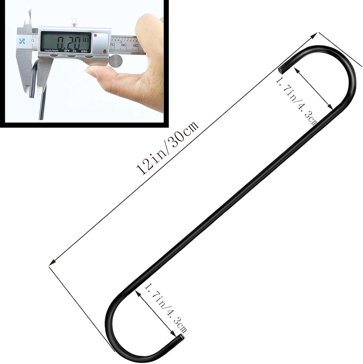 12-Inch Heavy-Duty Extra Large S Hooks - 8 Pack for Hanging Plants, Bird Feeders, Pots, Pans, and Closet Organization - Ideal for Indoor and Outdoor Use