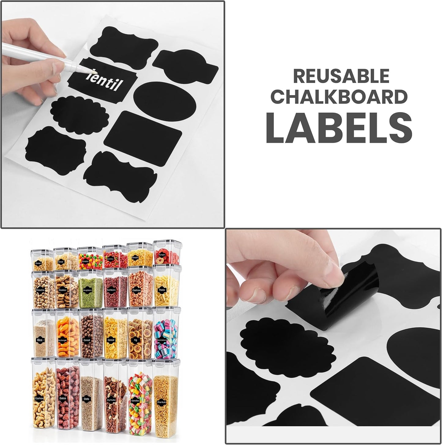 Airtight Food Storage Containers with Lids (24 Pack) - Pantry Organizers - Pantry Storage - for Cereal & More