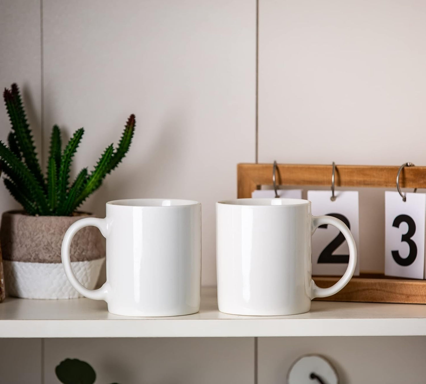 12 oz Off-White Ceramic Coffee Mugs Set of 12 with Large Handle, Lightweight and Dishwasher & Microwave Safe, Ideal for Latte, Cappuccino, Cocoa, and Milk