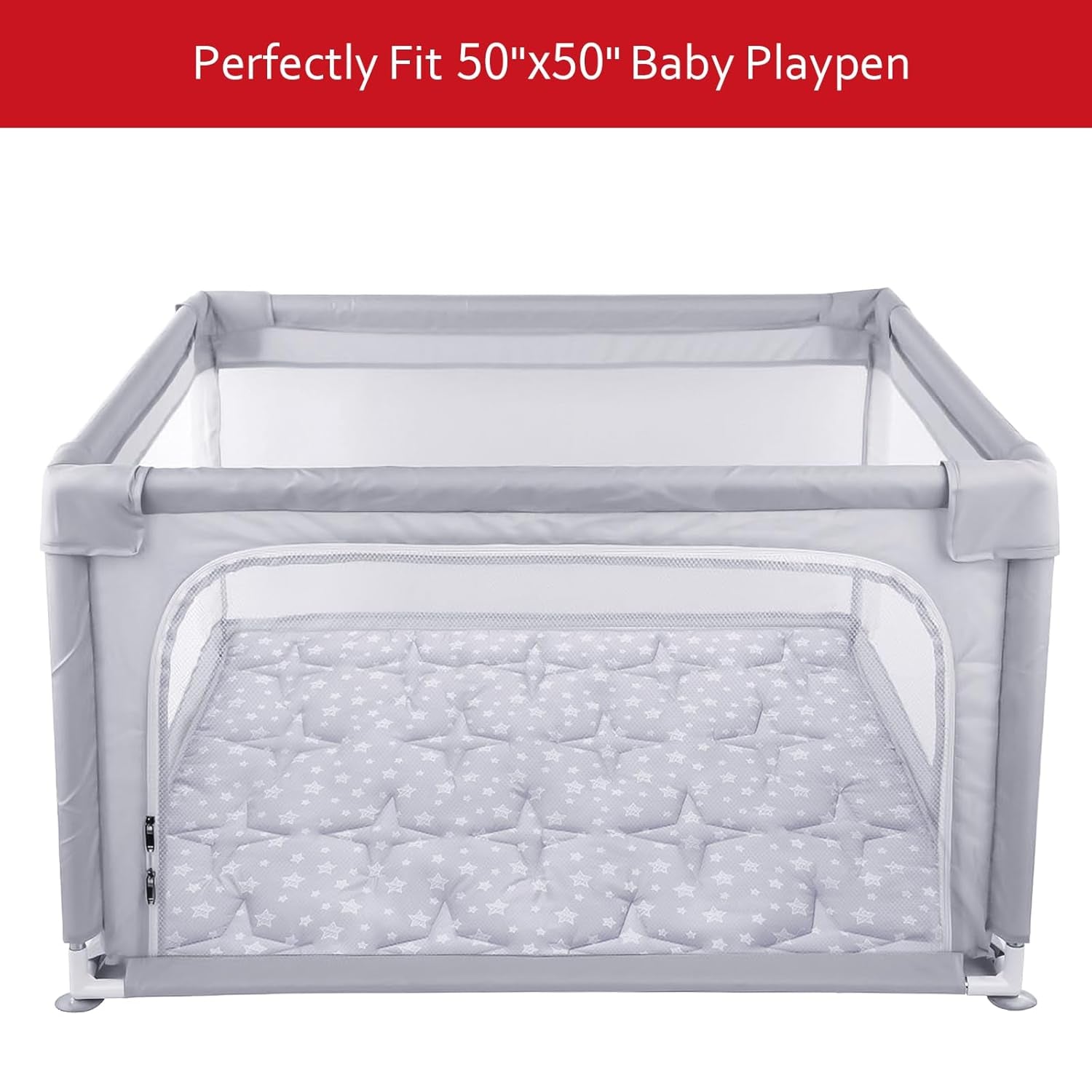 Baby Play Mat 50" X 50" Playpen Mat Fit for TODALE and Dripex Baby Playpen, One-Piece Crawling Mat Non Slip Cushioned Baby Playmat for Floor 50X50 Inches