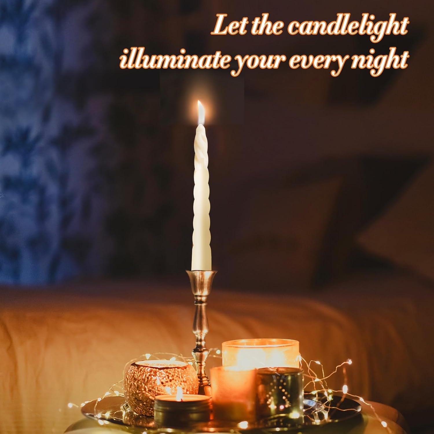 8 Inch 4Pack Spiral Taper Candles,Smokeless & Unscented & Dripless, for Weddings, Birthdays, Dinner Parties, Rituals, Prayer, Birthdays, Meditation