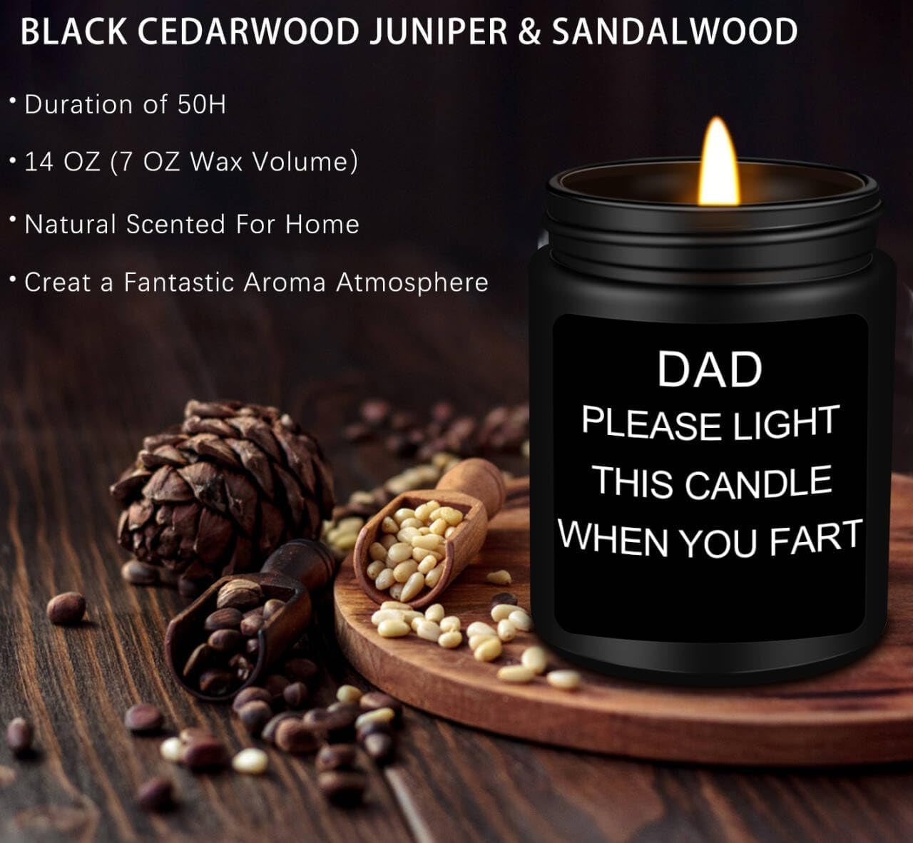 Gifts for Dad, Fathers Day Christmas Birthday Dad Gifts from Daughter Son - Sandalwood Scented Candle (7OZ)