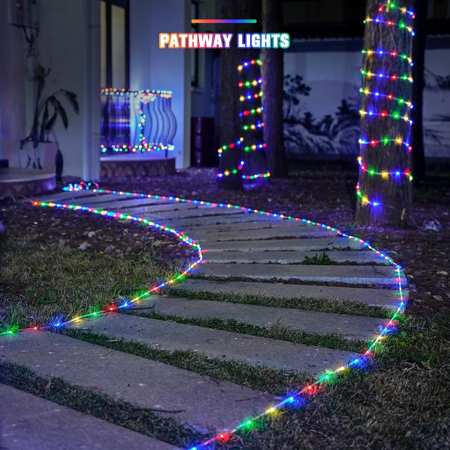 200 LED Trampoline Accessories Solar Rope Light, 66Ft IP 65 Waterproof Solar Pathway Lights Outdoor, 8 Modes Trampoline Lights for Basketball Hoop Ladder Slide Pathway Tent Camp(Multicolor)