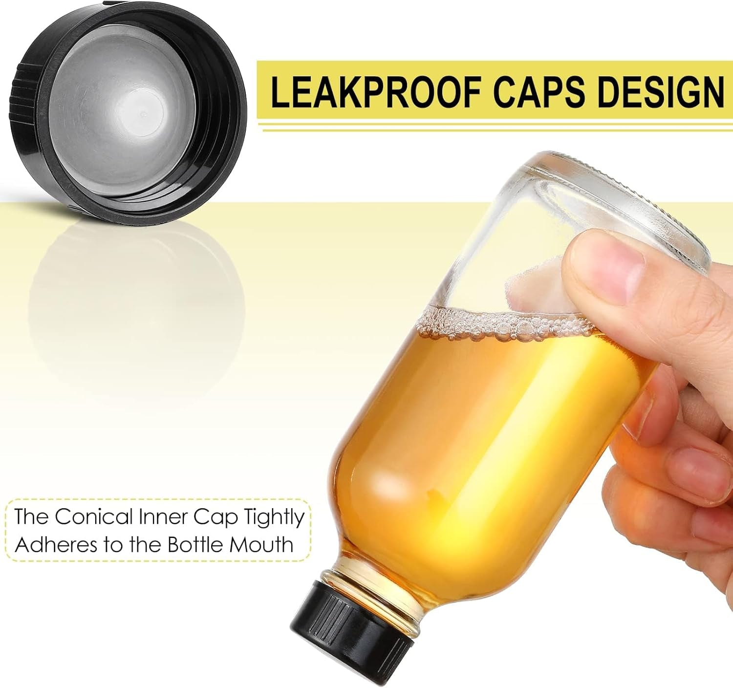 6 Pack, 4 Oz Small Clear Glass Bottles with Lids & 2 Stainless Steel Funnels - 120Ml Boston Sample Bottle for Potion, Juice, Wellness, Ginger Shots, Whiskey, Liquids - Mini Travel Essential Bottles