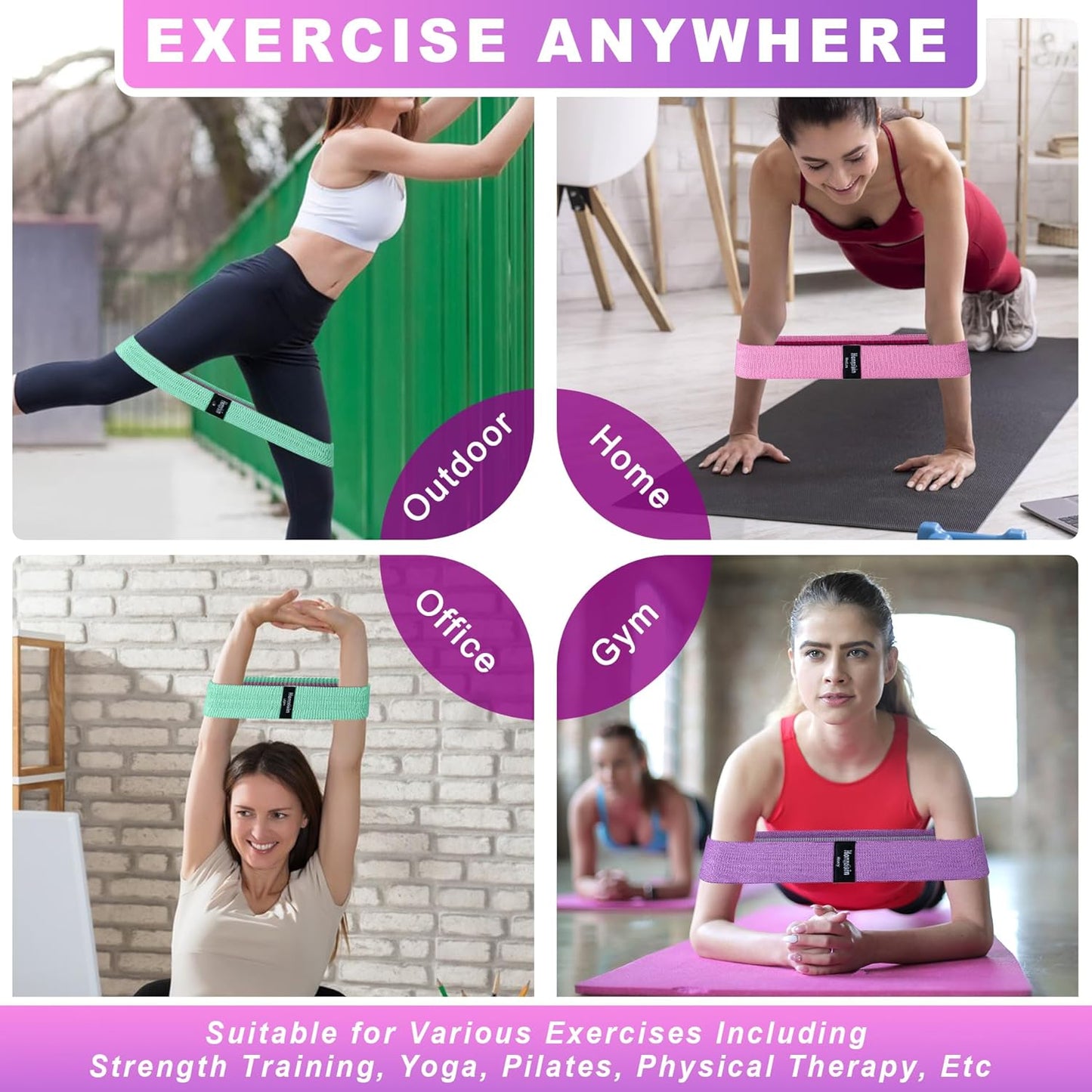 Professional Resistance Bands Set for Home Fitness, Gym, Yoga, and Pilates – Three Resistance Levels for Hip, Leg, and Glute Workouts for All Genders