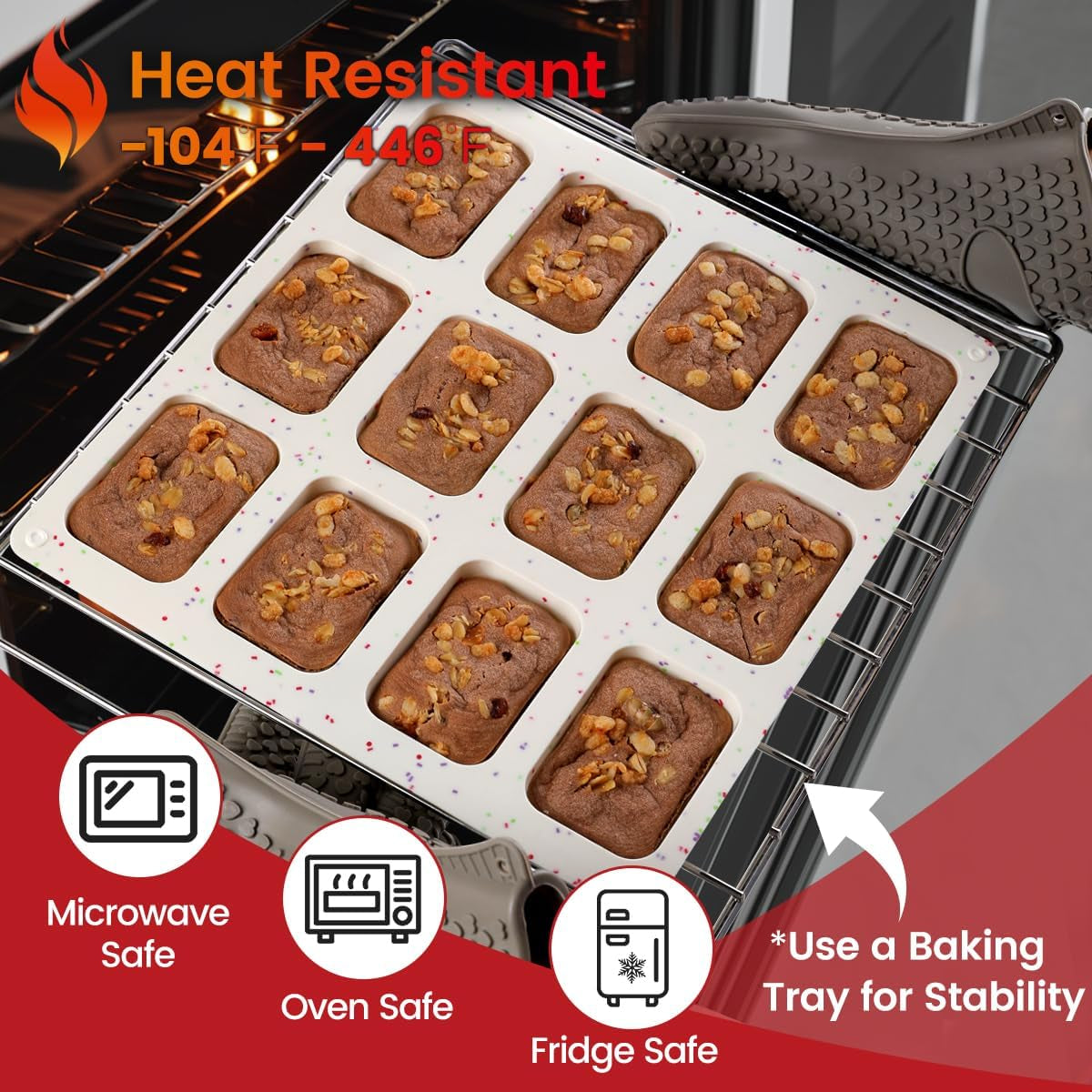 Mini Loaf Pan, Silicone Mini Bread Loaf Pans 12 Cups for Baking Mini Bread, Brownie, Cornbread, Cheesecake, Soap Nonstick