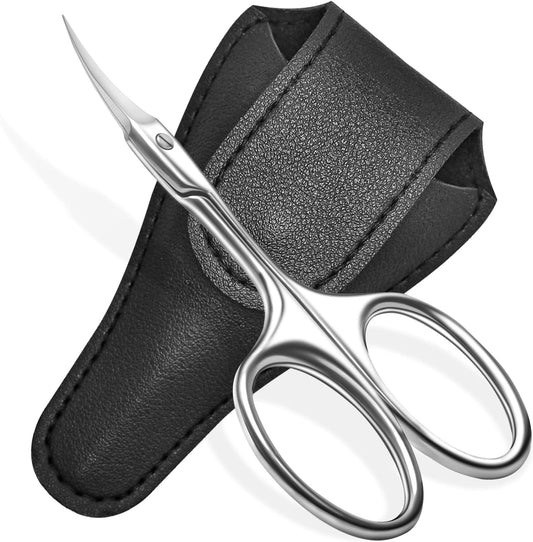 Curved Cuticle Scissors - Professional Stainless Steel Beauty Scissors - Sharp Small - Precise Pointed Tip - for Manicure, Eyebrows, Eyelash, Hair