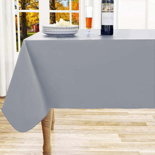 Rectangle Vinyl Tablecloth, Waterproof Spillproof Plastic Flannel Backed Table Cloth, Wipe Clean Table Cover for Dining, Buffet Parties and Camping (Grey, 54" X 78")