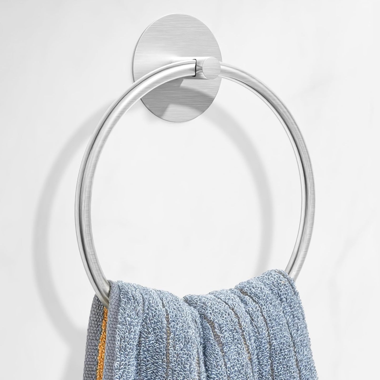 Nickel Brushed Bathroom Towel Ring - SUS304 Stainless Steel Bathroom Towel Rack,  Adhesive Wall Mounted Hand Towels Holder, Towel Hanger for Bathroom Organizer, Kitchen Storage