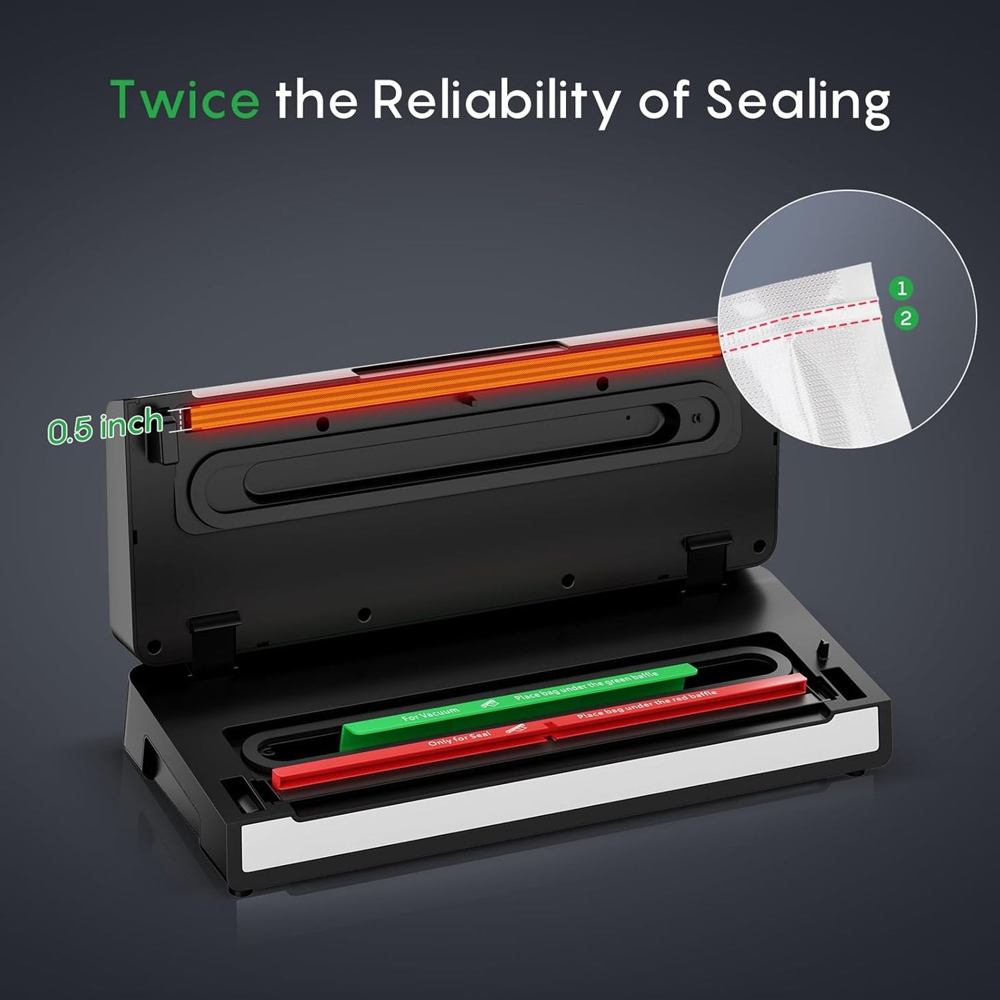 Vacuum Sealer Machine with Automatic Bag Detection, Double Heat Seal, Compact Food Sealer, Easy to Use, Starter Kit