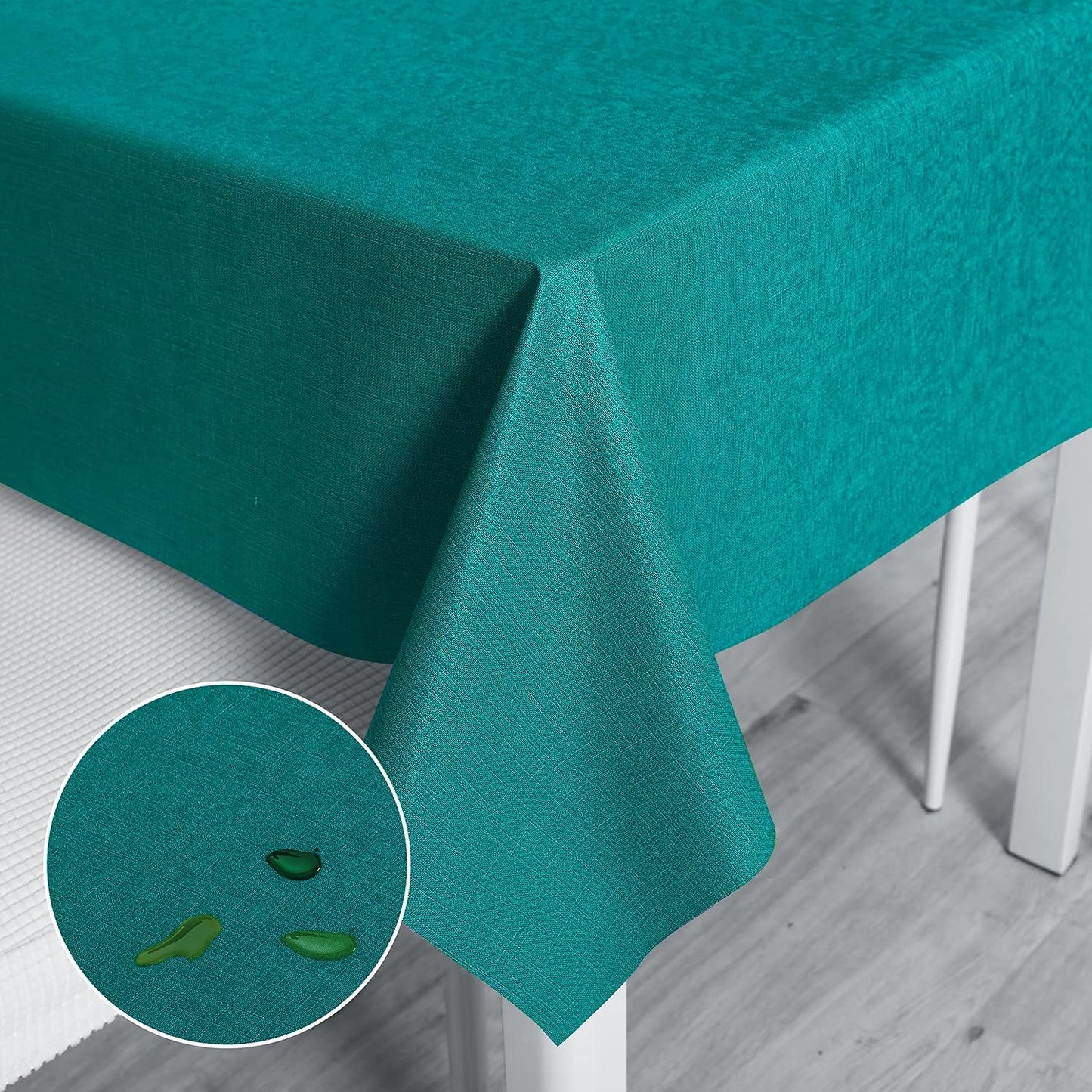 Vinyl Tablecloth for Picnic Camping Outdoor, 100% Waterproof Oil-Proof Spill-Proof PVC Table Cloth, Wipeable Thick Rectangle Tablecloth Cover (54 X 54 Inch, Green)