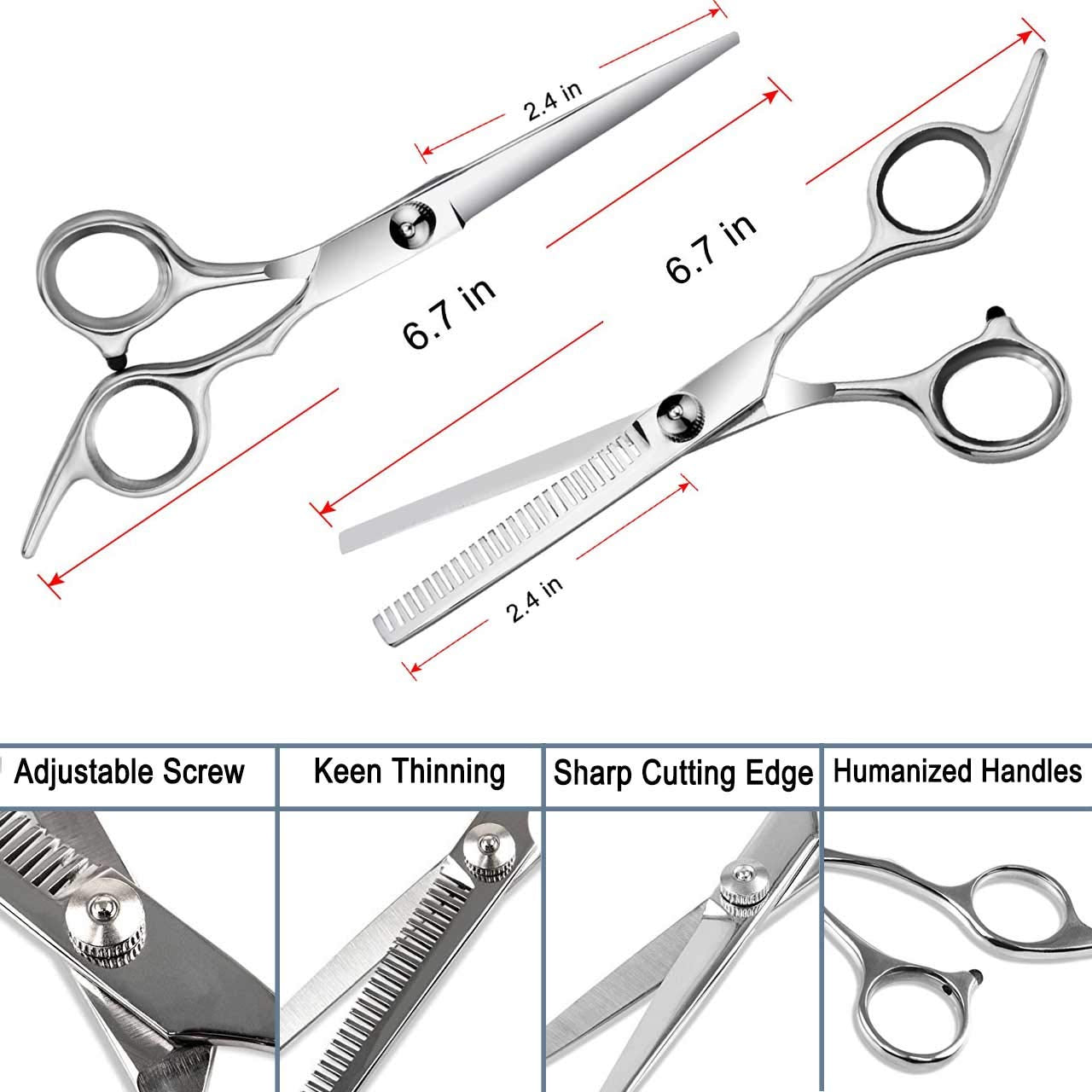 Hair Scissors, Professional Hair Cutting Scissors, Barber Scissors, Thinning Shears for Hair Cutting, Adults, Women, Home, Salon, Hair Trimming Scissors, Hair Cutting Scissors Kit
