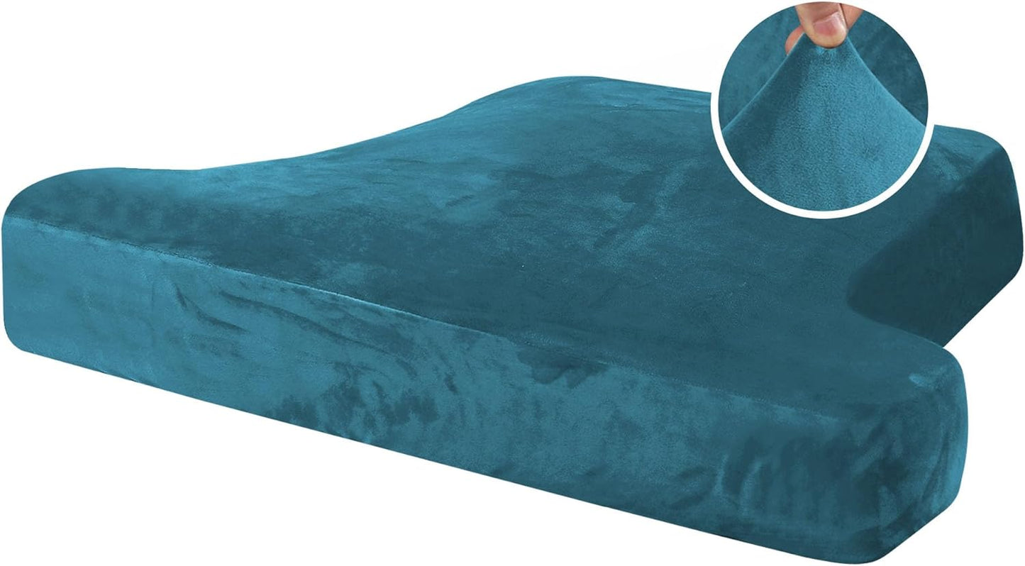 Stretch Velvet T Cushion Chair Covers for Living Room Armchair Sofa Cover Couch Cover Slipcover T Cushion Seat Cover Stay with Elastic Bands(Armchair, Deep Teal)