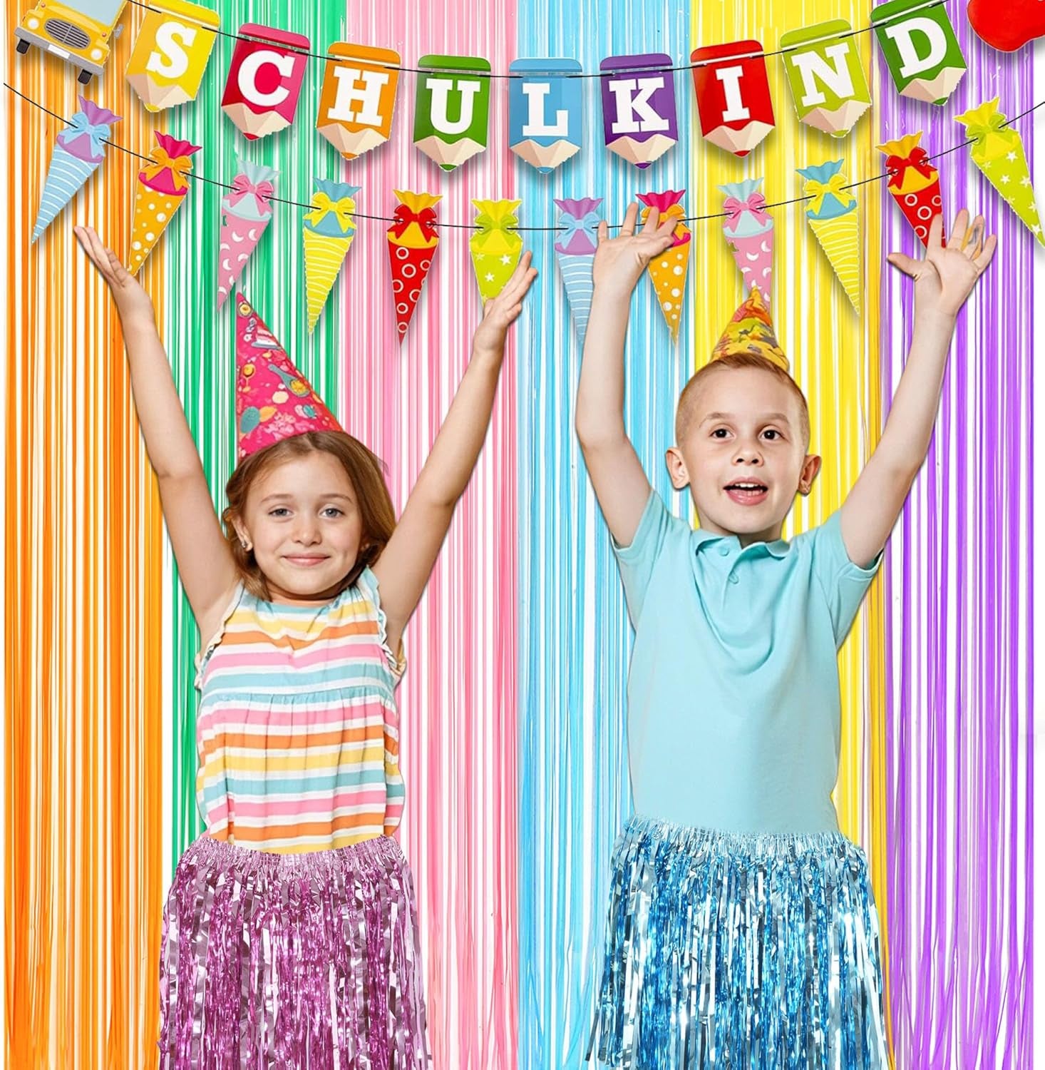 Foil Fringe Skirts Skirts for Birthdays Cheeleading Dance Performances - 4 Packs