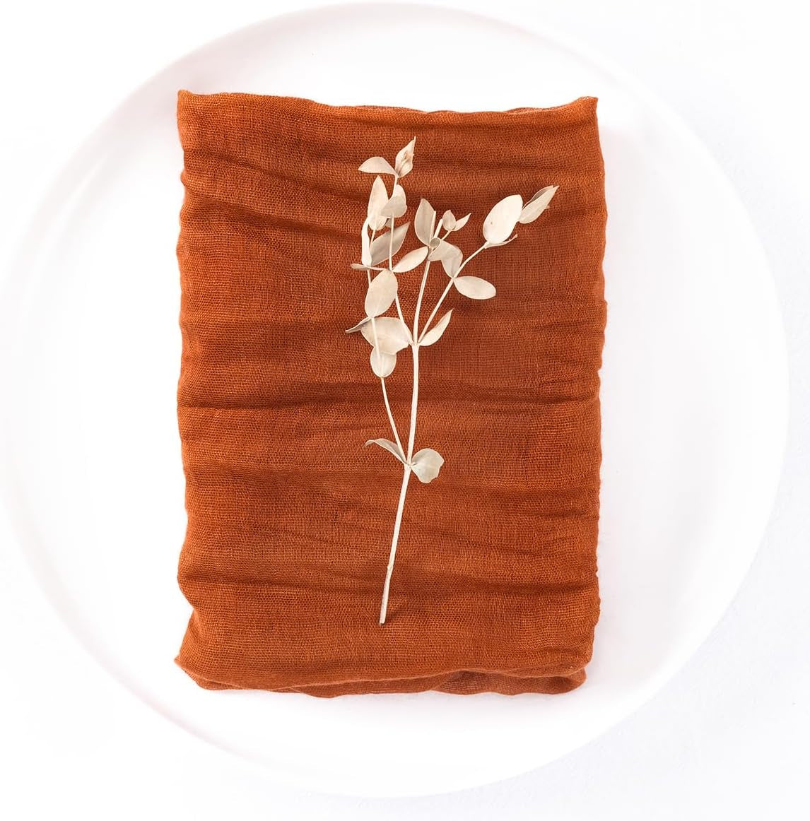 12 Pack Terracotta Cheesecloth Napkins Burnt Orange Fall Cloth Napkins Set of 12 Rust Thanksgiving Table Napkins Bulk 21X21 Inches for Wedding Bridal Baby Shower Dinner Party Decor