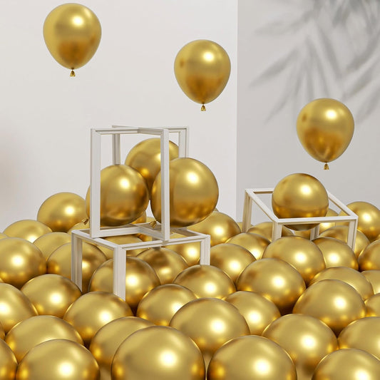 120Pcs 5 Inch Metallic Gold Balloons, Small Chrome Gold Latex Balloons for Graduation Engagement Wedding Birthday Party Decorations
