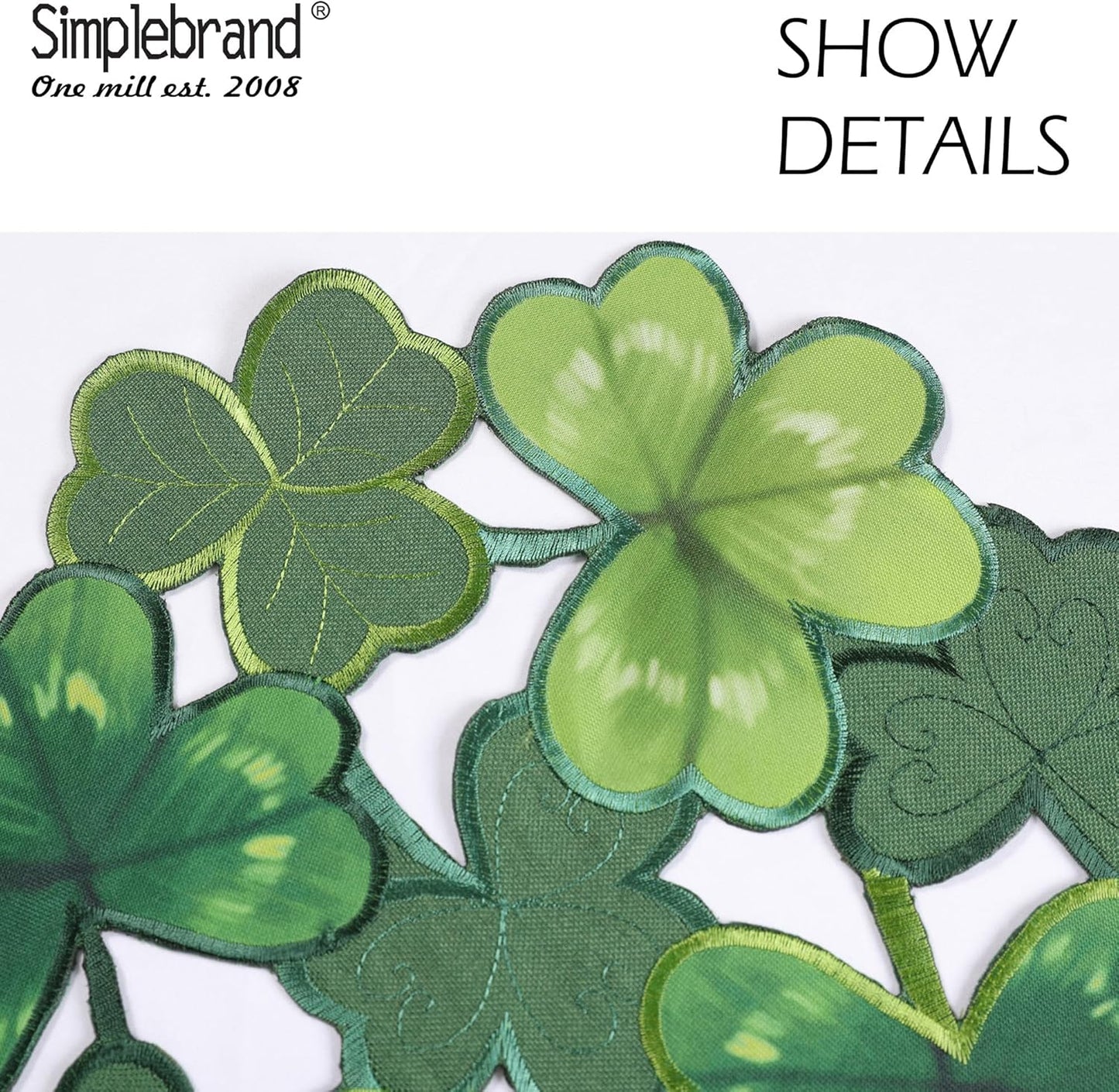 St. Patrick'S Day Placemats Set of 4, round Placemats Applique Embroidered Cutwork Spring Placemats with Irish Clover for Dining Irish Shamrock Spring Festival Tabletop Decor (15"RD, 4Pcs)