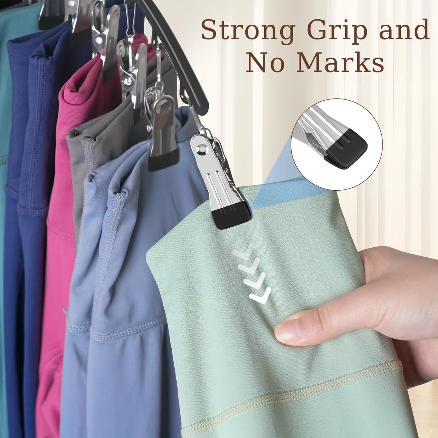 2 Pack Legging Organizer& Bra Hanger, 2 in 1 Space Saving Hanger Max 30 Leggings & Bras Capacity for Closet Organizers and Storage, Metal Yoga Pant Hangers& Foldable Wood Tank Top Organizer