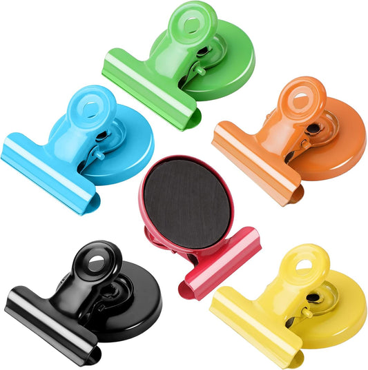 Set of 6 Magnetic Clips for Refrigerator and Whiteboard Organization and Decoration in Kitchen and Office