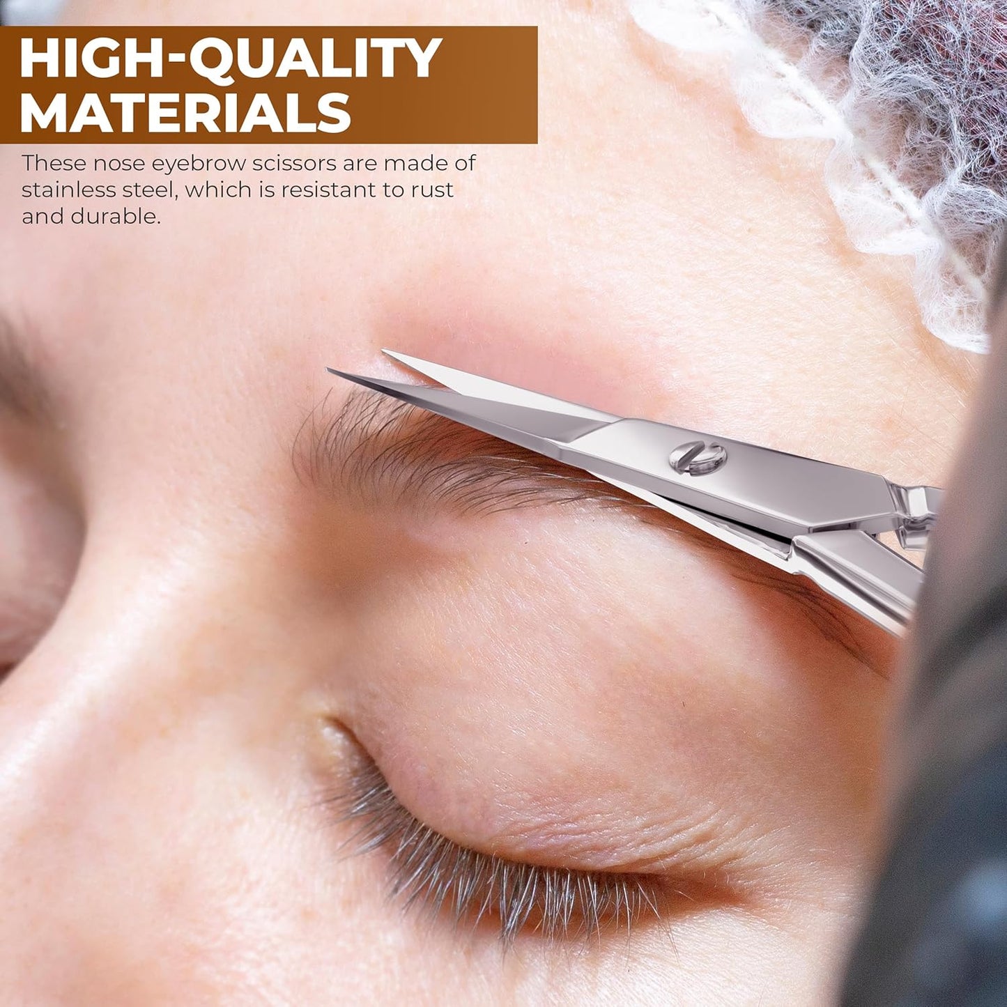 Eyebrow Scissors, Professional Stainless Steel Small Shears for Men and Women Cuticle Nail Scissors, Nose Hair Scissors for Grooming Mustache, Beard, Eyelashes, Ear Hair Trimming, Silver