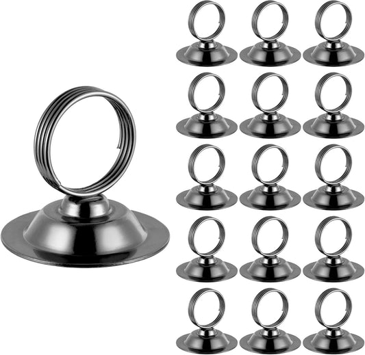 16 PK Table Card Holder Place Card Holders Steel Card Holders for Photos, Food Signs, Memo Notes, Weddings, Restaurants, Birthday (Black)